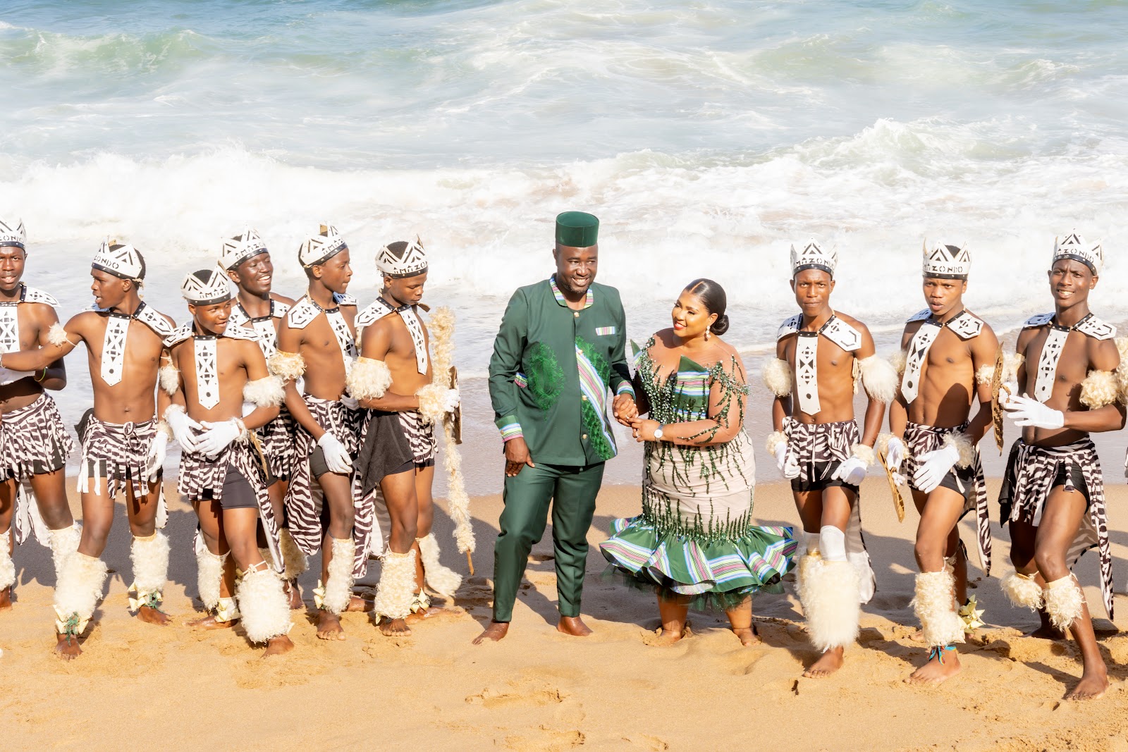 Traditional dancers performing for the couple and their families