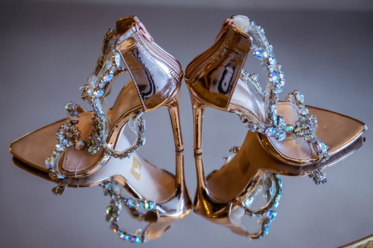 Crystal-trimmed bridal shoes