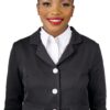 Professional headshot, black jacket with white collar on a white backdrop, by Studio24.7